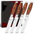 WILDMOK 4Pcs 5 Inch Stainless Steel Steak Knife Pakkawood Handle Kitchen Chef Knife Traditional Design for Kitchen Use