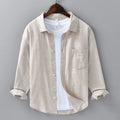 M-5XL Linen Long Sleeved Shirt Men's Business Casual Top Cotton and Linen Shirt