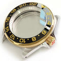 Silver & Gold Stainless Steel Bezel Watch Case with Sapphire Glass SKX007 009 Movement 3 Crown Parts Custom Logo Fit for NH35 36