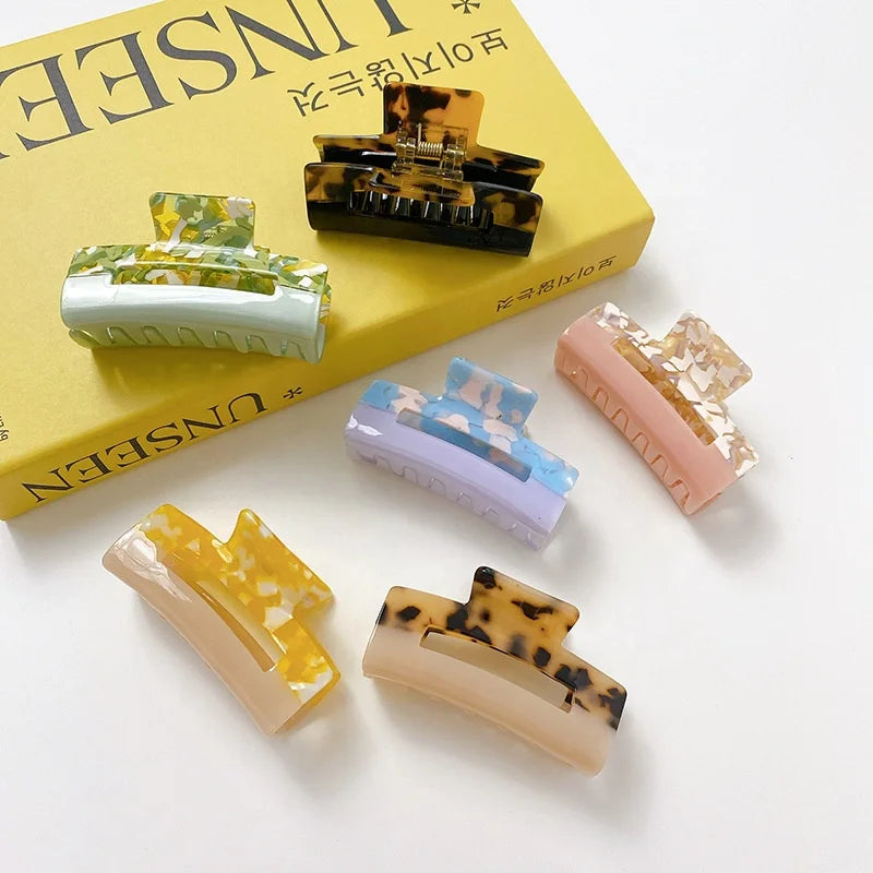 New Designs Cellulose Acetate Women Hair Accessories Tortoise Shell Acetic Acid Hair Claws Splicing Colours Two Tone Claw Clips
