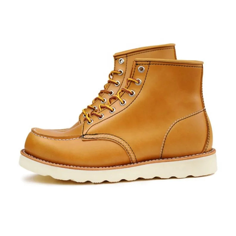 Goodyear Unisex Factory Autumn/Winter Work Boots Genuine Leather Lace-Up Closure Breathable Safety Shoes Square Toe Abrasion