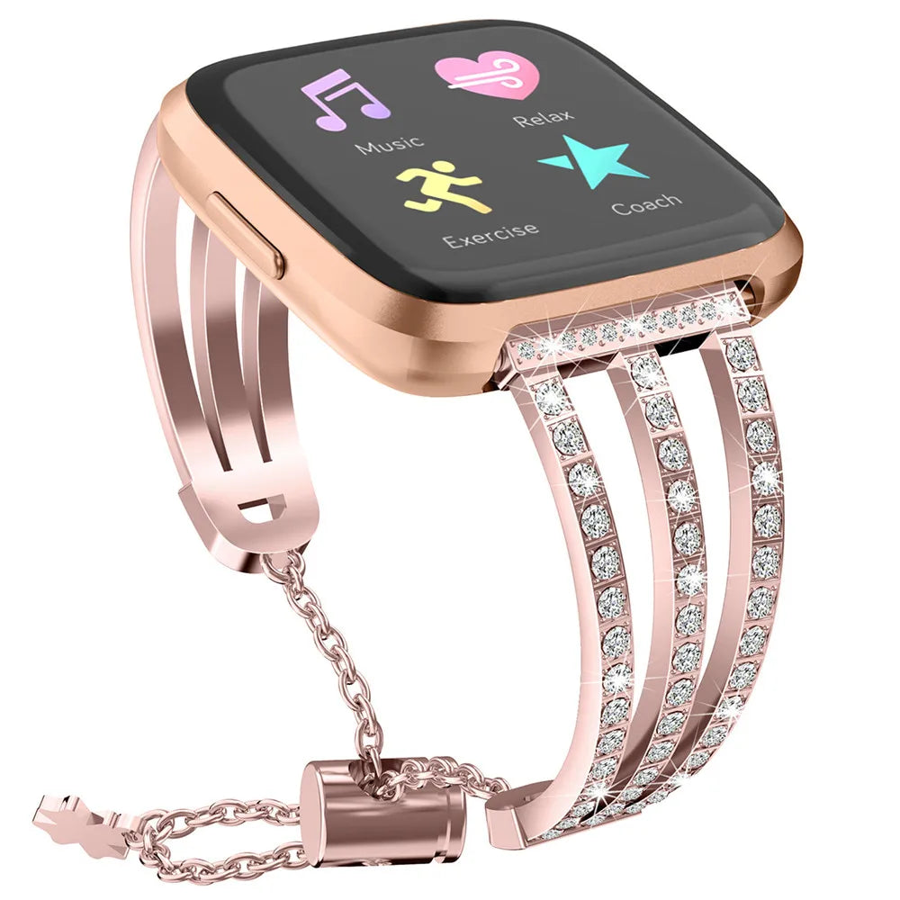 Metal Band for Fitbit Versa Diamond Stainless Steel Bracelet Wristbands