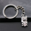WYSIWYG 23x11mm Antique Silver Plated Antique Bronze Plated Zinc Alloy Lucky Cat Key Chain Souvenirs Gift P1-ABD-C10334