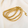 Vintage Minimalist 18k Plated Stainless Steel Bracelet Adjustable Custom Filled Stack Stackable Gold Beads Bracelet Bijoux Femme