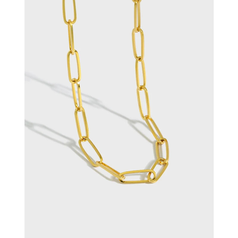 Classic HipHop Chain Link S925 Sterling Silver Choker Necklace Clavicle Chain Stackable Fine Jewelry for Man Women