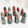 Wholesale natural crystal gemstone healing black and red african bloodstone points for decoration