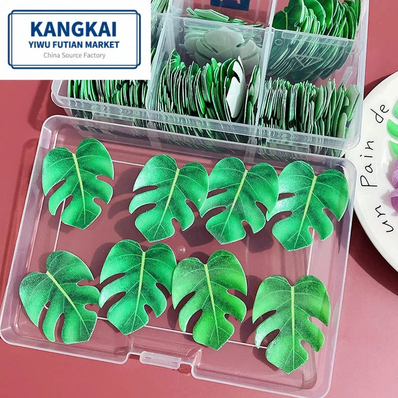 Edible Glutinous Rice Paper Leaves Cake Dessert Toppers for Hawaii Theme Jungle Party Cake Decoration