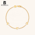 ICEBELA Exquisite Cute Gold Plated Designer Fine Jewelry 925 Sterling Silver Chic Stylish Heart Charm Zircon Bracelet for Girls
