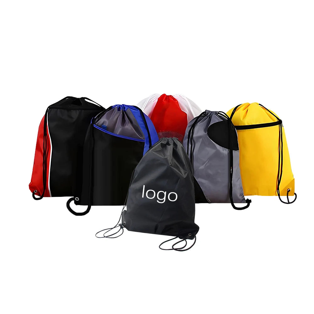 Portable Unisex Nylon Bag Travel Sport Gym Pack Camping Waterproof Drawstring Back Pack With Custom Printed Logo