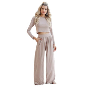2023 Autumn Winter Women's Plus Size Casual Set Hooded Long Sleeve T-shirt Pants with Solid Pattern Fashionable New Collection