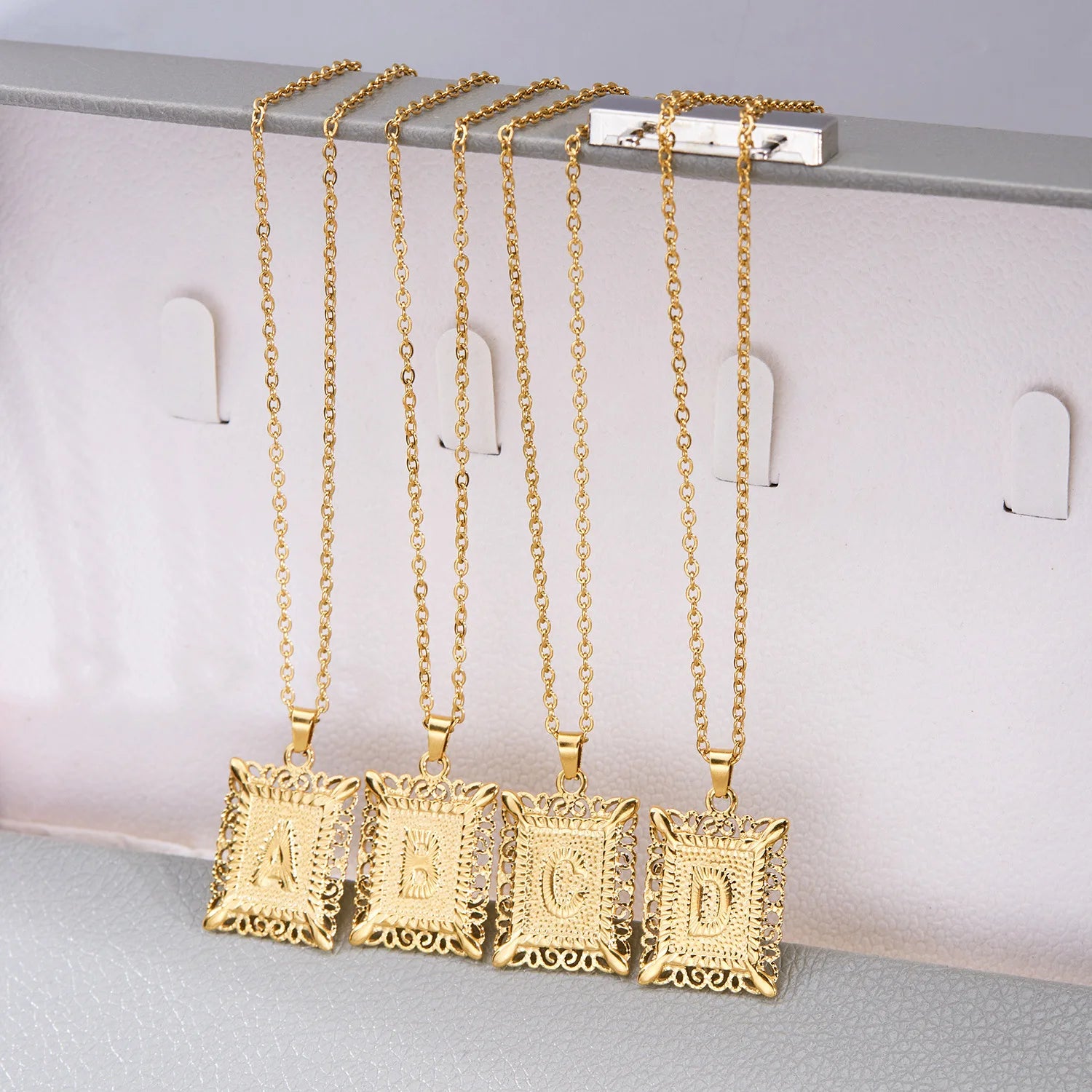 Rinhoo Fashionable New Stainless Steel 26 Letter Necklace for Women Versatile Creative square Stainless Steel Necklaces Femme