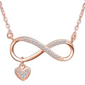 Personalized Heart Pendant Jewelry Link Chain Women 925 Sterling Silver Infinity Necklace