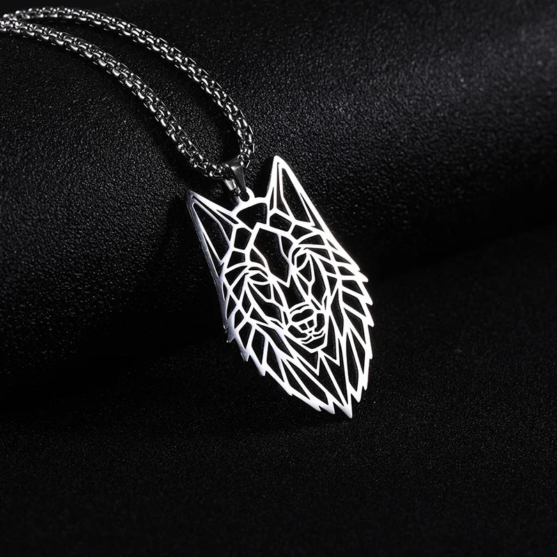 Hollow Out Geometric Animal Necklace Stainless Steel Pendant and Necklace Wolf 316l Stainless Steel Chain Men Rabbit Necklace