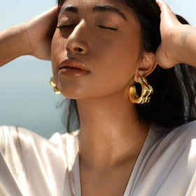 New Style Dainty 18K Gold Plated Stainless Steel Jewelry Waterproof Simple Hoop Earrings for Women