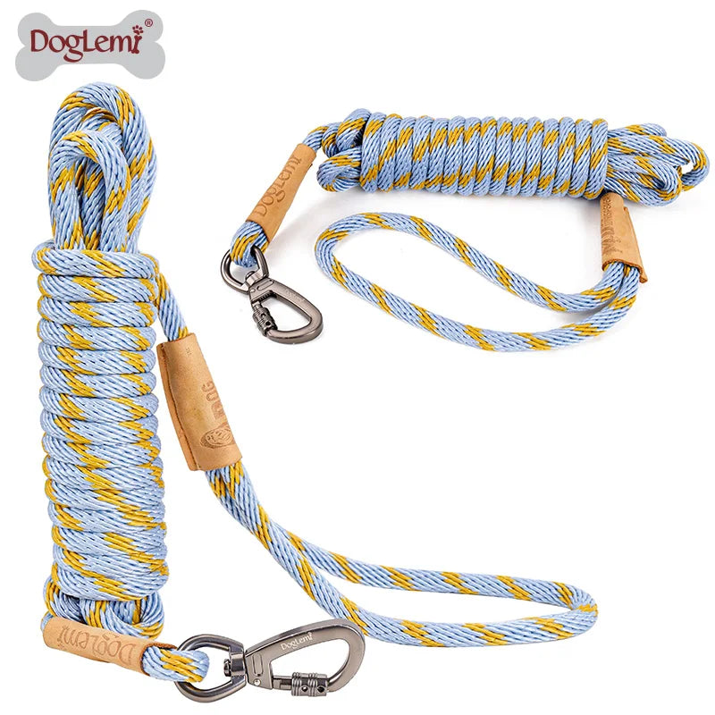 15FT Reflective Nylon Tracking Walking Rope Long Pet Dog Leash with Unique Collar Design