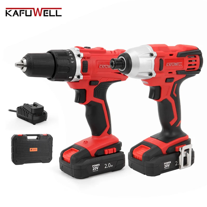 KAFUWELL PA4971A Lithium Electric Drill Machine Electric Screwdriver Electric Original Household Tool Set Hard Case