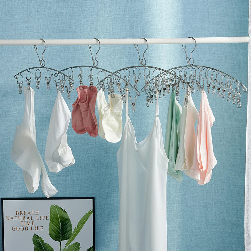 Multifunctional Stainless Steel Drying Rack Single All Stainless Steel Clothes Hanger for Drying and Cleaning Socks Hanger