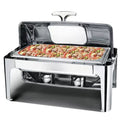 Economical 9 Qt HD Stainless Steel Oblong Roll-Top Chafing Dish Electric Chef Set for Restaurant & Hotel Buffet Use