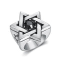 OEM ODM Men Religious Judaism Israel Jewish Jewelry  Stainless Steel Jewish Star  Black Diamond Signet Rings for Men Women