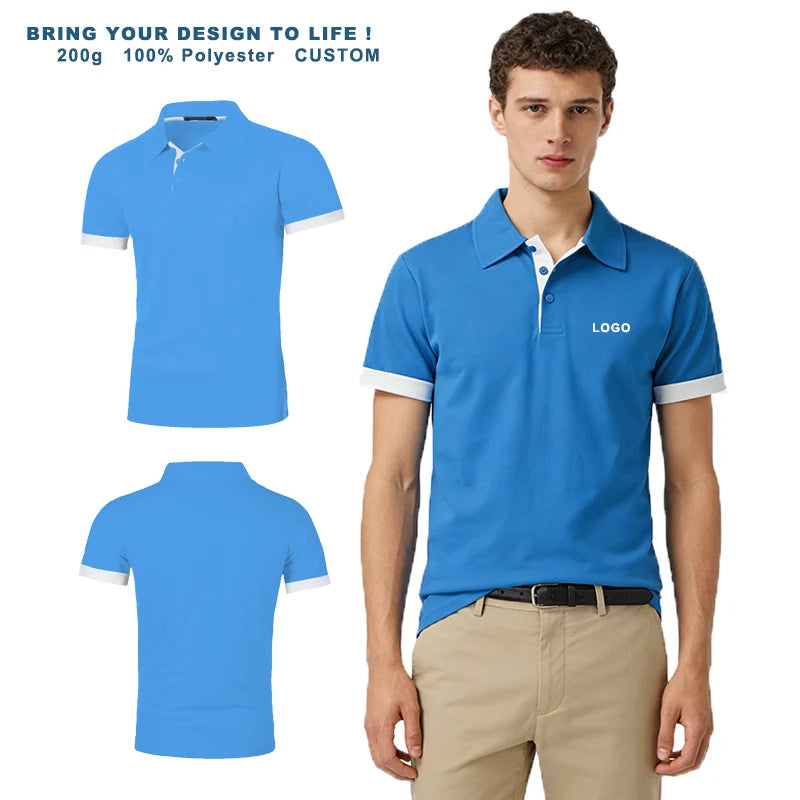 Men's Gothic Style Turn Collar Contrast Anti Wrinkle Embroidered Polo Shirt