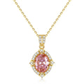 Fashion Fine Jewelry Oval Shape Diamond Sterling Silver 18k Gold Plating Zircon Gemstone Necklace for Women