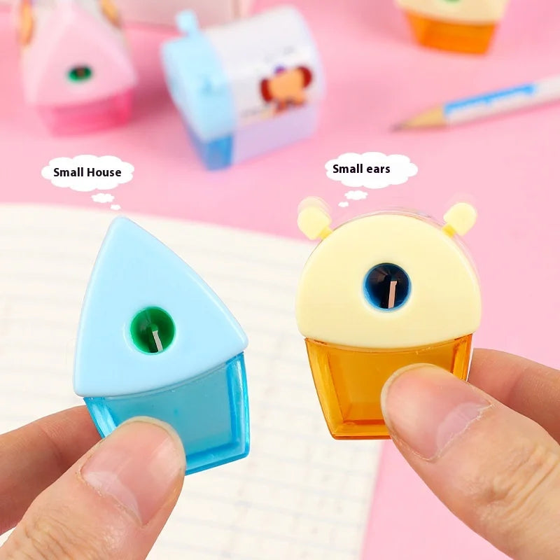 Small Manual Pencil Sharpener with Erasers for Primary School & Kindergarten Students