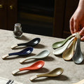 Simple Ceramic Rice Soup Spoon Nordic Tableware Hotel Restaurant Use Porcelain Ramen Spoon Round Utensil Tool Teaspoon