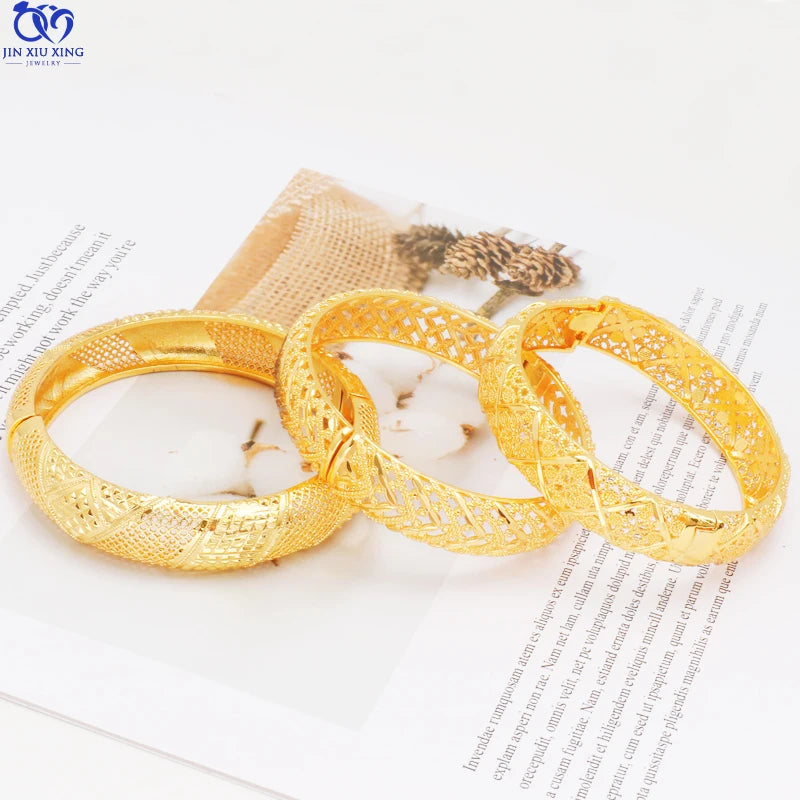 Jxx 24k Gold Jewelry Fashion Women Bangles Bracelets Dubai Gold Plated Charm Bangle Jewelry Wholesale Factory