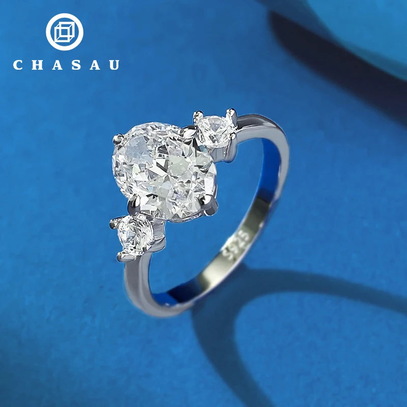 New Classic Fashion Women Jewelry 2ct 2.0ct 2 Carat 7x9mm Moissanite 925 Sterling Silver Wedding Engagement Ring for Woman