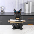 French Bulldog Statue Cool Dog Animal Resin Crafts Home Nordic Table Decoration With Tray for Home Decoration