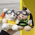 Kawaii Mini Teddy Bear Plush Toy Woven Technique Small Furry Bear Keychain Purse Backpack Car Charm Pendant with Pig Pattern