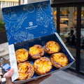 Customized Logo Designs Food Packing Bakery Box Takeaway Egg Tarts Paper Box Bake Cake Tarts Box with Paper Bag
