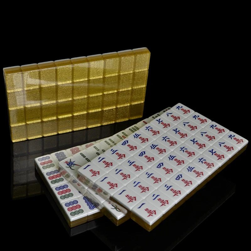 Family Table Board Game Chinese 40mm Luxury Mahjong Set Hot Sale Silver&Gold Mahjong Set