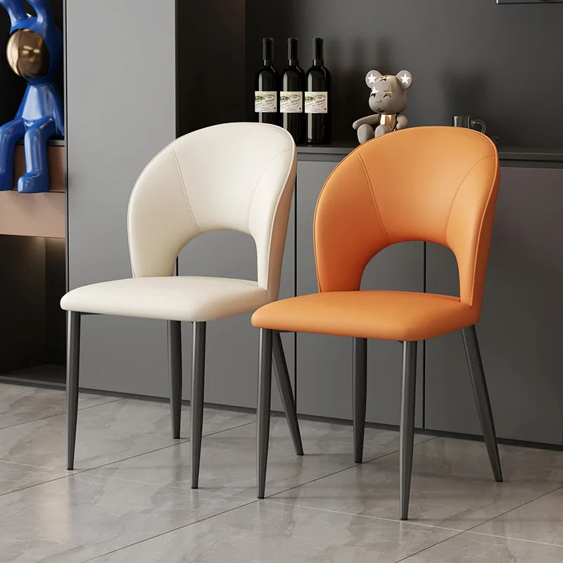 Hot Selling Modern Luxury Dining Table Chair Stackable Vintage Leather Dinning Chairs Metal Legs Hotel Home Minimalist Style