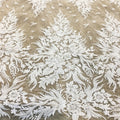 Handmade Retro Floral Beaded Lace Fabric Heavy Embroidery French Net Lace for Wedding Bridal Dress