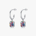 925 Sterling Silver Rainbow Color Oval Cut CZ Drop Earrings Anniversary Fine Jewelry Luxury C Hoop Dangle Earring for Women