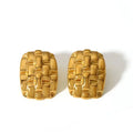 Fashion Jewelry Waterproof Personalized 18k PVD Gold Stainless Steel Square Texture Chunky Earrings Wedding Party Gift