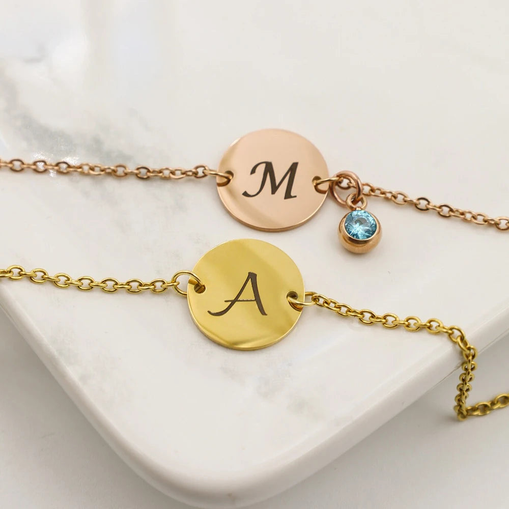 New Fashion Gold Plated Engrave Disc Link Chain Stainless Steel Arabic Charm Stainless Steel Bulk Bracelet Women Jewelry