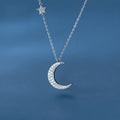 925 Sterling Silver Minimalist Trendy Jewelry Lover Gift Big Moon and Star CZ Choker Necklace for Women Lady