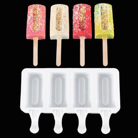 HY Factory Ice Cream Mold 4 Cavities Silicone Popsicle Molds