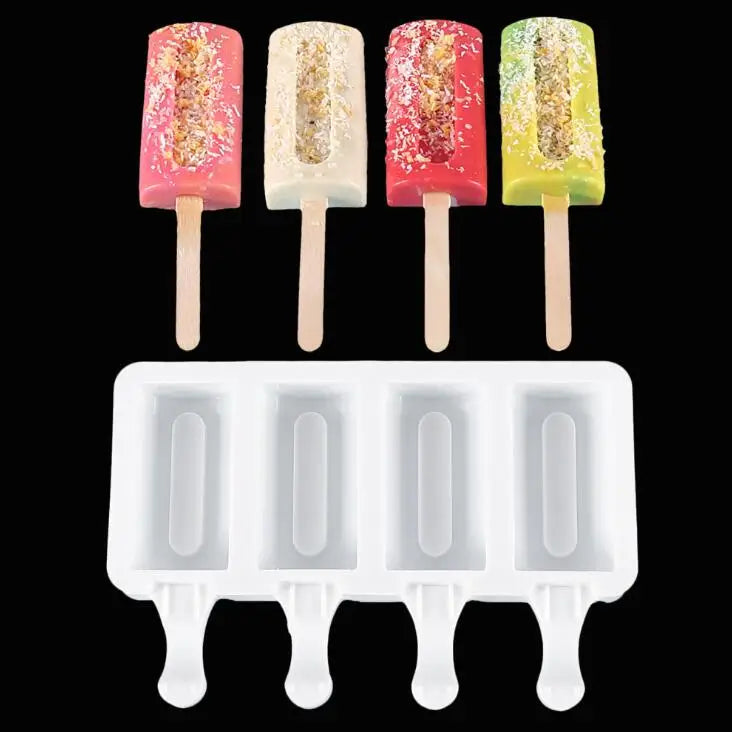 HY Factory Ice Cream Mold 4 Cavities Silicone Popsicle Molds