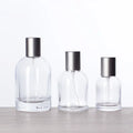 Perfume 50ml Round Glass Spray Perfume Bottle Ladies Luxury Empty Perfume Bottle with Silver Cap