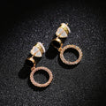CAOSHI Korean Daily Casual Jewelry 18k Gold Plated 4A Cubic Zirconia Micro Pave Round Drop Earring for Women