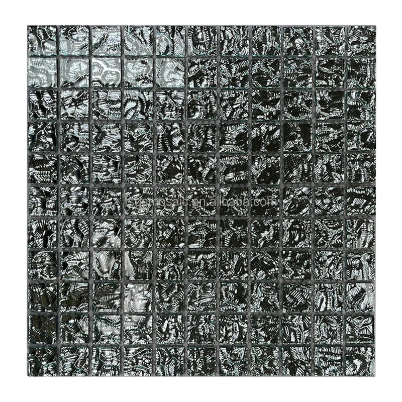 Modern 1 Inch Water Spa Pool Glass Mosaic Silver Luster Electroplate Back Splash Wall Tiles for Bathroom Kitchen Parquet Design