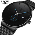 LIGE 2022 Fashion 9969 Mens Watches Top New Luxury Quartz Watch Men Casual Slim Mesh Steel Waterproof Sport Relogio Masculino