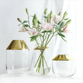 Modern Gold Plated Crystal Glass Vase Creative Transparent White Fresh Indoor Decor for Wedding Parties Living Tabletop Vase