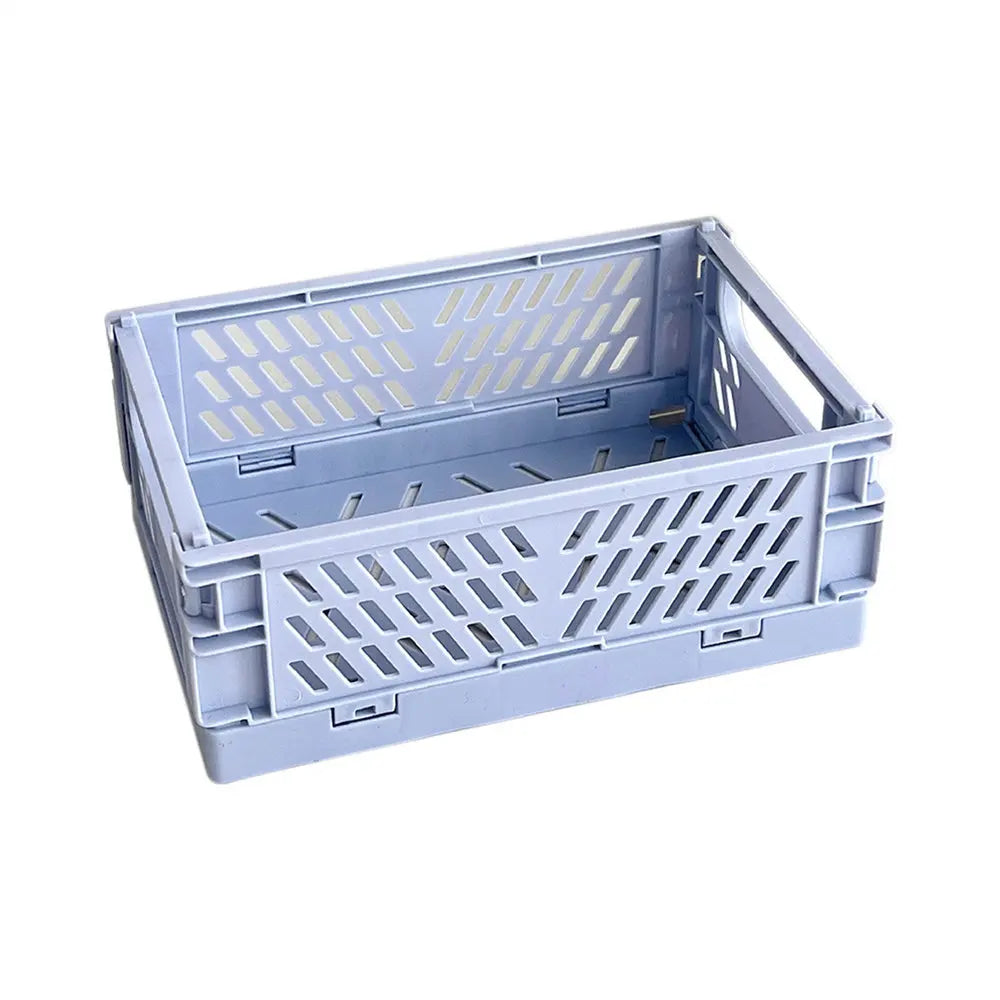 Collapsible Crate Plastic Folding Storage Box Basket Utility Cosmetic Container Desktop Holder Home Use School Desk Storage Box