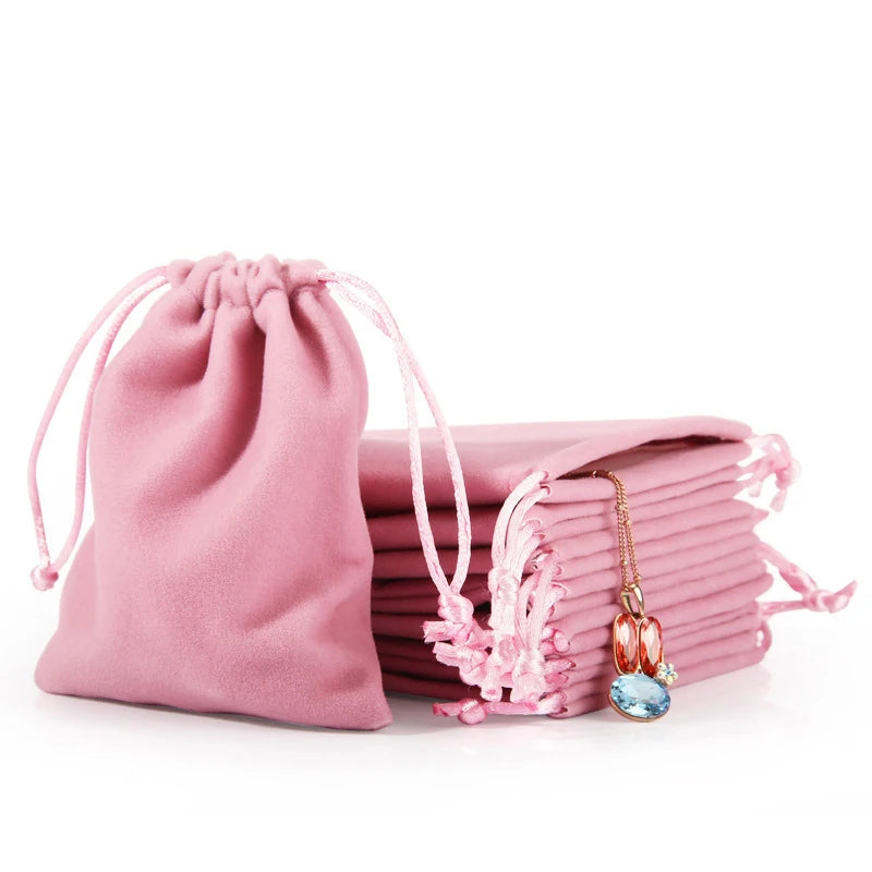 Bundle Pocket Grey Pink Velvet Drawstring Pouch Jewelry Display Bag Multiple Sizes Drawstring Packing Bag