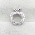 Sterling Silver 8*8mm Semi Mount Pendant Empty Frame Blank Support Setting S925 Base Holder Without Center Stone for DIY Inlay