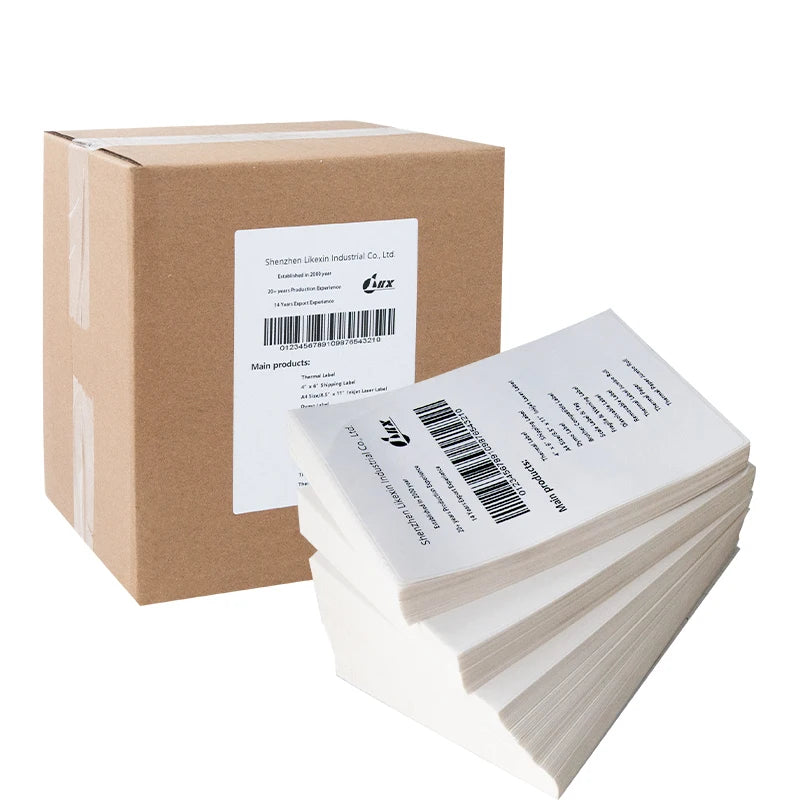 4x6 Adhesive Sticker Fanfold Direct Thermal Shipping Labels Waterproof Paper 70gsm 5 Year Expiration